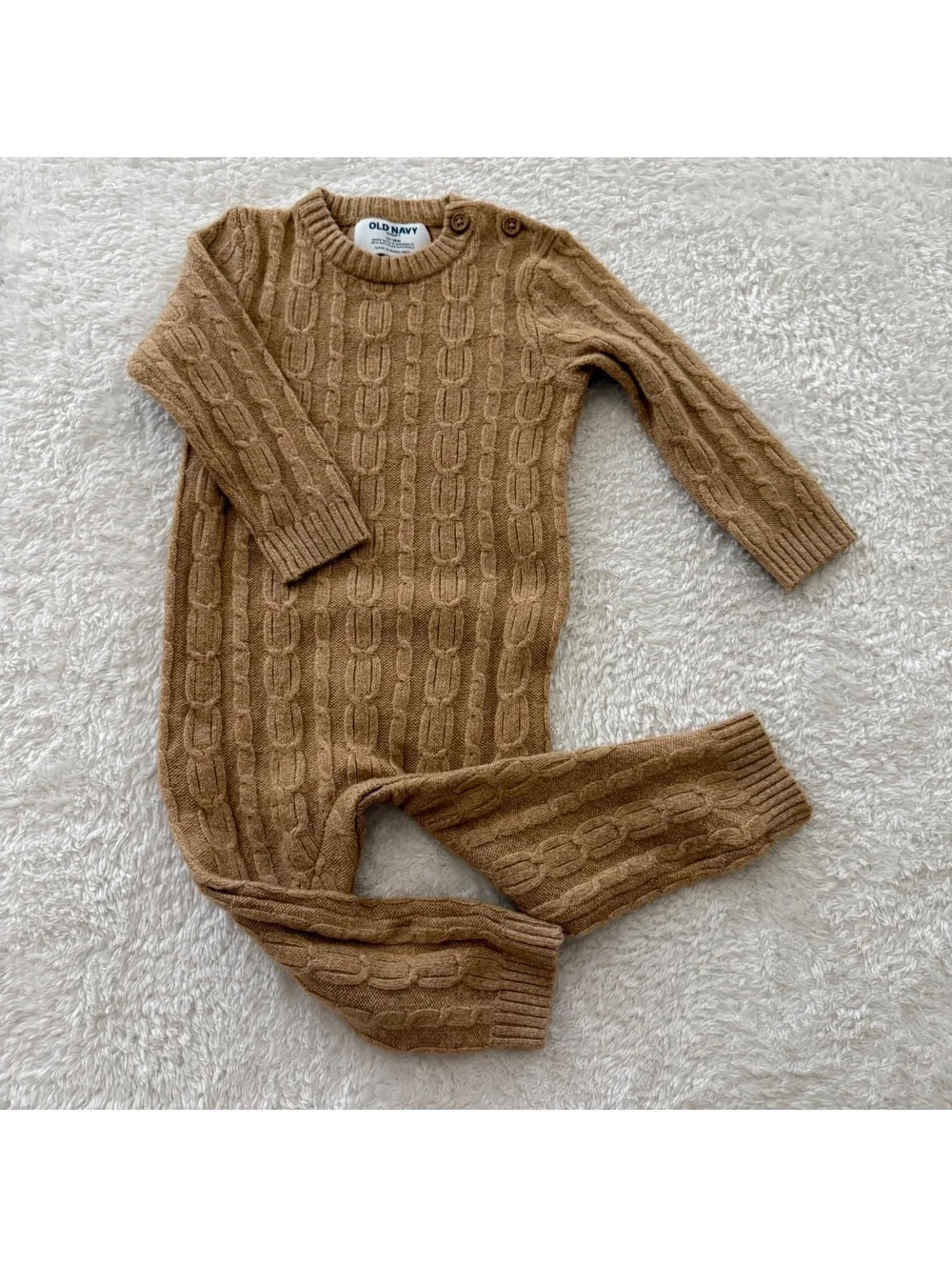 12-18m Cozy Neutral Cable Knit Romper